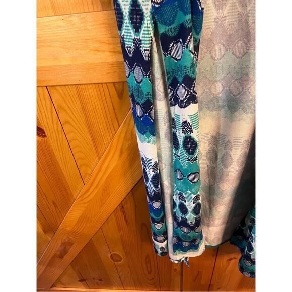 LuLaRoe Joy Long Cardigan Duster Vest Size Small Aqua/Blue Sleeveless Open Front - Picture 2 of 5
